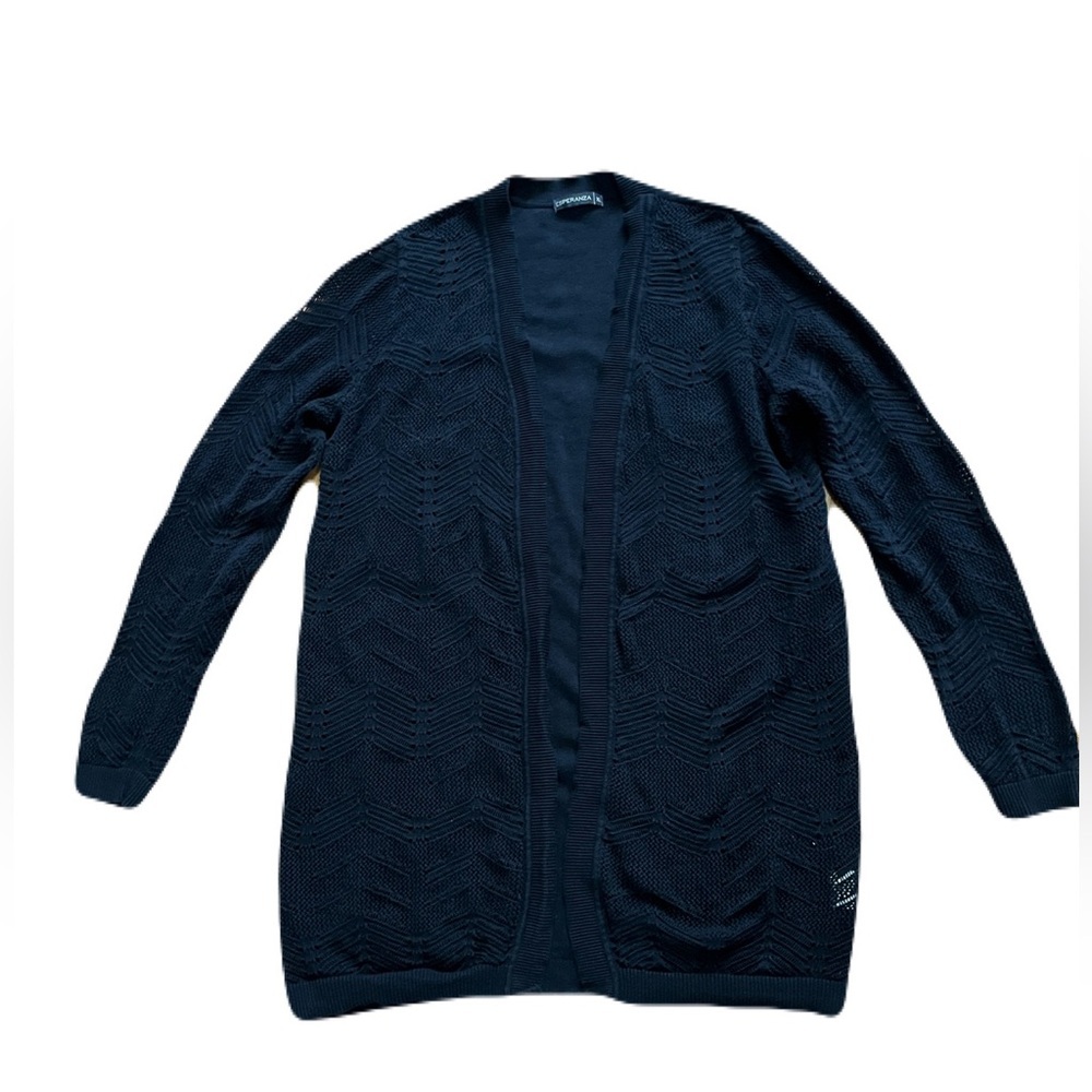 Women’s Esperanza black chevron knit open cardigan sweater - size XL